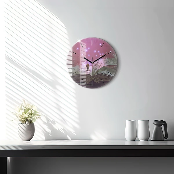 Wanduhr rund mit motiv Abstraktes Buch