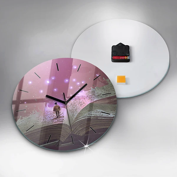 Wanduhr rund mit motiv Abstraktes Buch