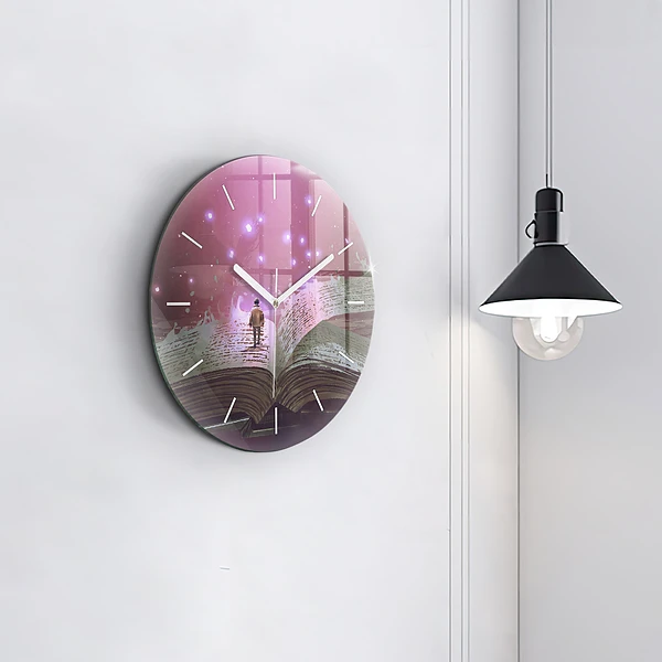 Wanduhr rund mit motiv Abstraktes Buch