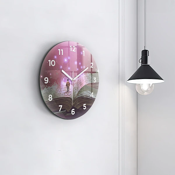 Wanduhr rund mit motiv Abstraktes Buch