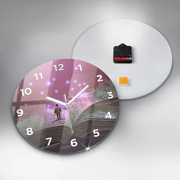 Wanduhr rund mit motiv Abstraktes Buch
