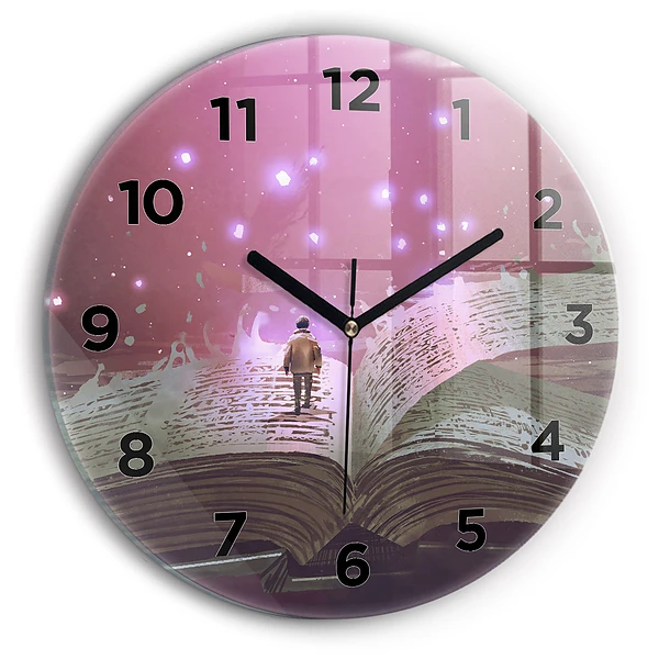 Wanduhr rund mit motiv Abstraktes Buch