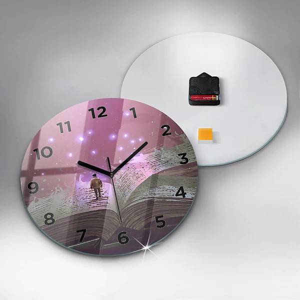 Wanduhr rund mit motiv Abstraktes Buch