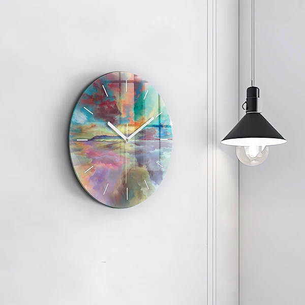 Wanduhr rund mit motiv Abstrakte Landschaft