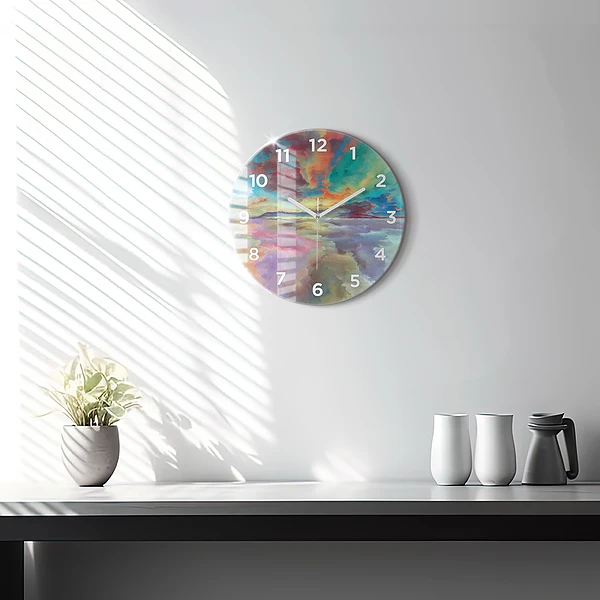 Wanduhr rund mit motiv Abstrakte Landschaft