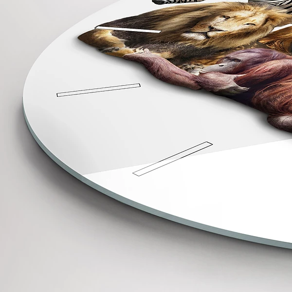 Wanduhr glas rund Wilde Tiere