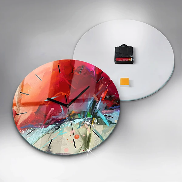 Wanduhr glas rund Reihen von Gewürzen