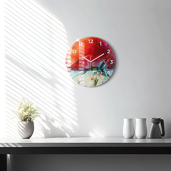 Wanduhr glas rund Reihen von Gewürzen