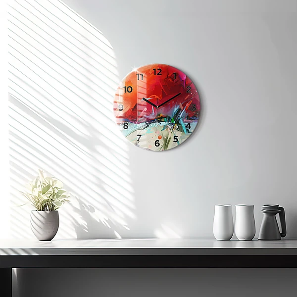 Wanduhr glas rund Reihen von Gewürzen