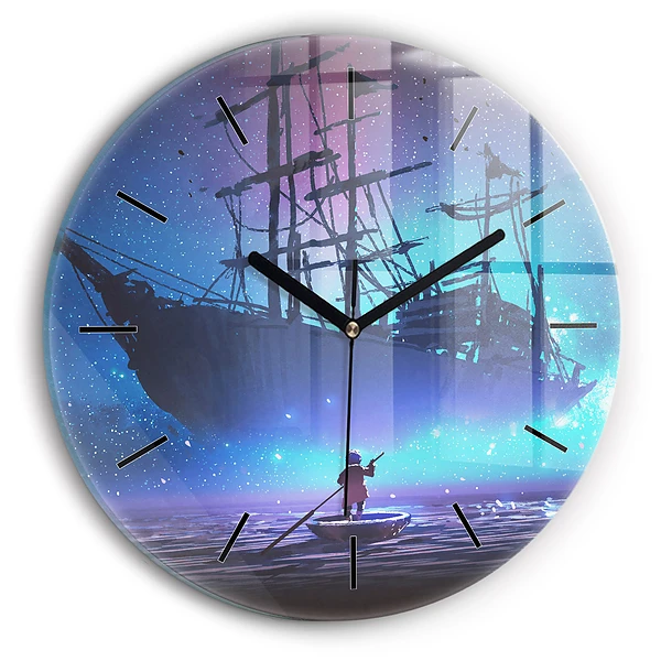 Wanduhr rund mit motiv Fantasie-Segelschiff