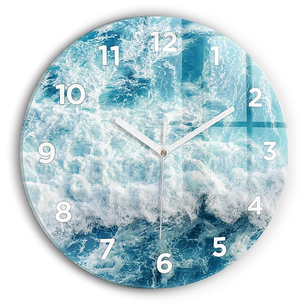 Wanduhr rund mit motiv Wellen Meer