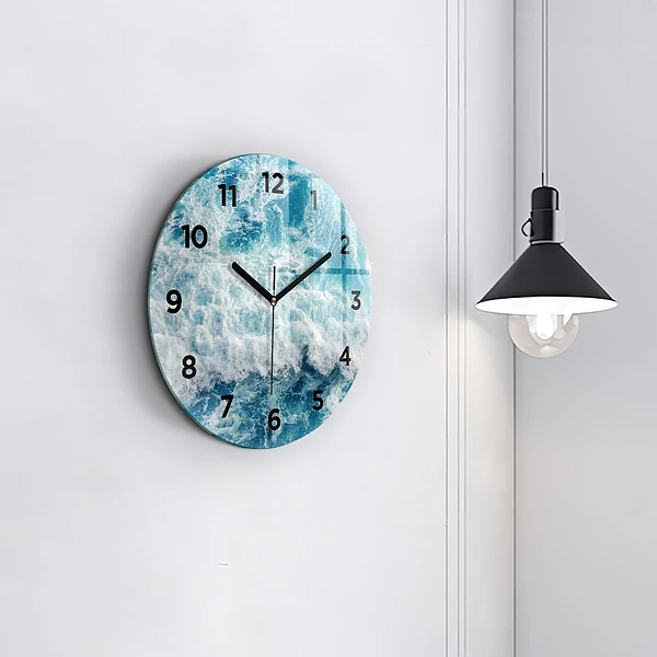 Wanduhr rund mit motiv Wellen Meer