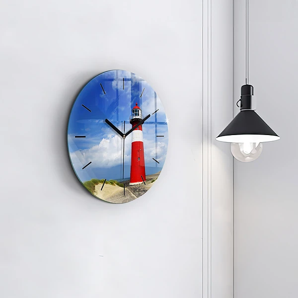 Wanduhr glas rund Leuchtturm