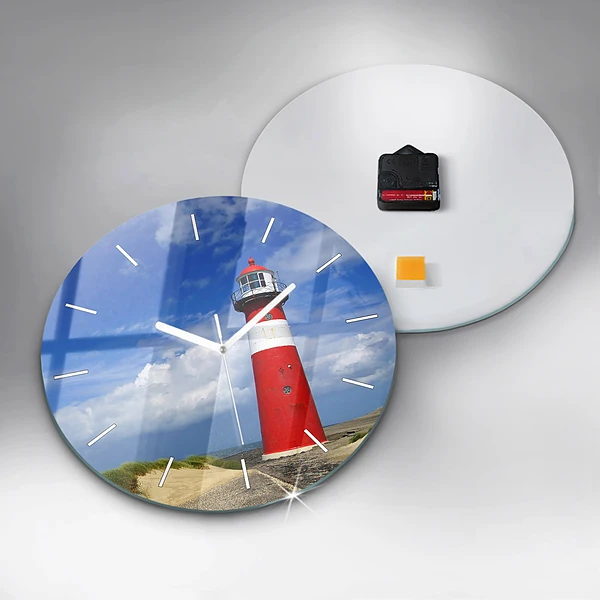 Wanduhr glas rund Leuchtturm