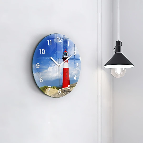 Wanduhr glas rund Leuchtturm