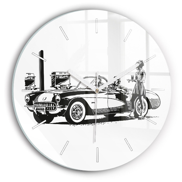 Wanduhr rund mit motiv Retro-Illustration