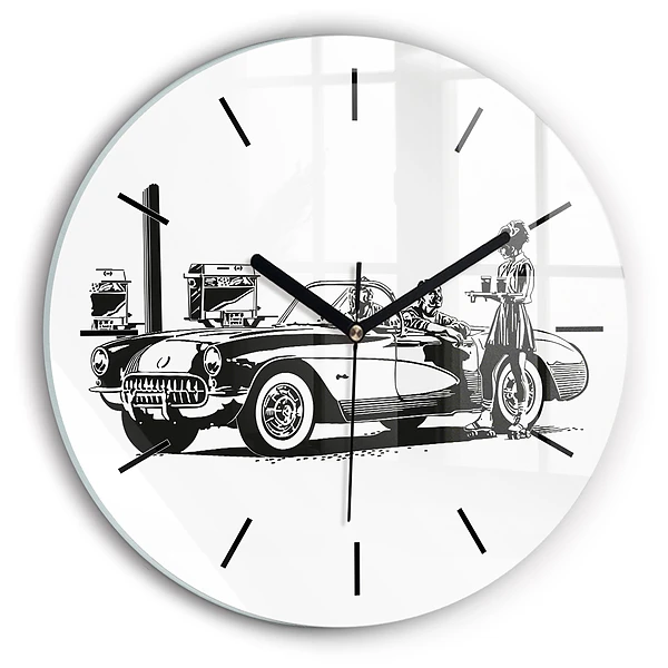 Wanduhr rund mit motiv Retro-Illustration