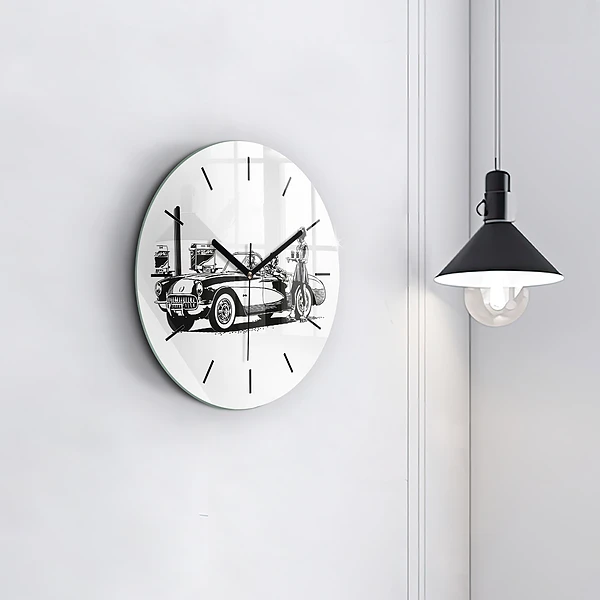 Wanduhr rund mit motiv Retro-Illustration