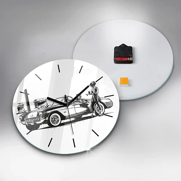 Wanduhr rund mit motiv Retro-Illustration