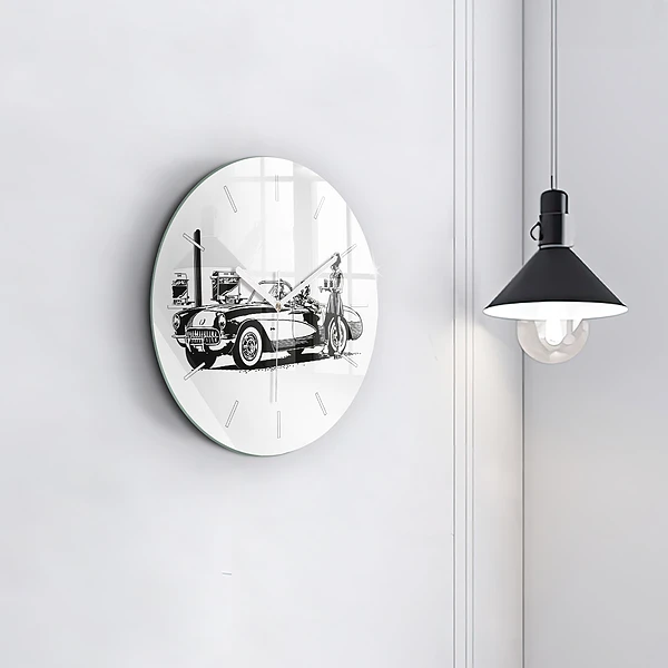 Wanduhr rund mit motiv Retro-Illustration
