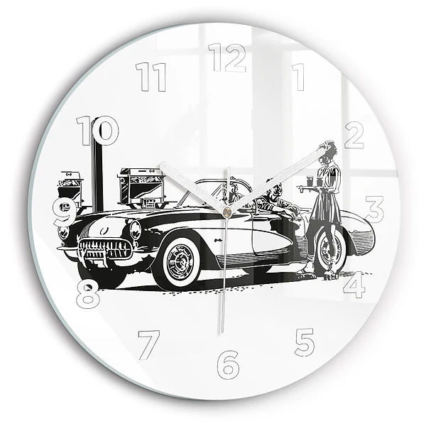 Wanduhr rund mit motiv Retro-Illustration