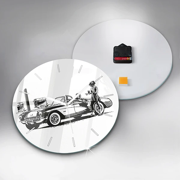 Wanduhr rund mit motiv Retro-Illustration