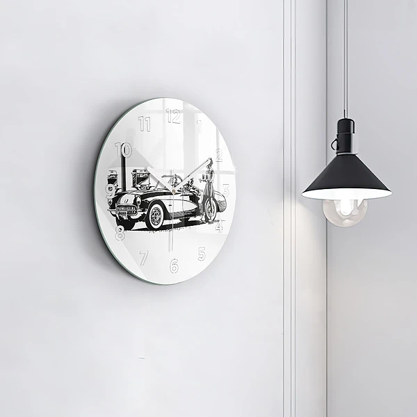 Wanduhr rund mit motiv Retro-Illustration