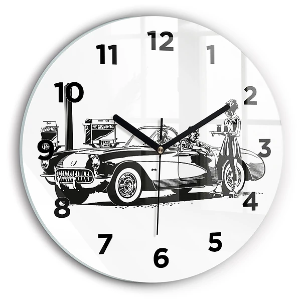 Wanduhr rund mit motiv Retro-Illustration
