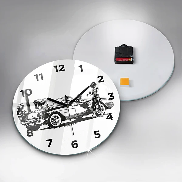 Wanduhr rund mit motiv Retro-Illustration