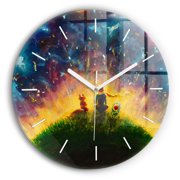 Wanduhr glas rund Abstrakter kleiner Prinz