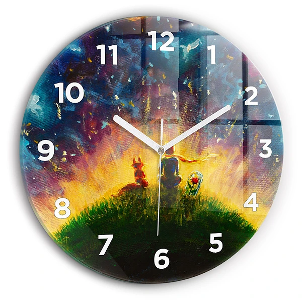 Wanduhr glas rund Abstrakter kleiner Prinz