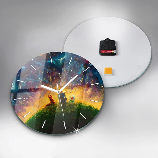 Wanduhr glas rund Abstrakter kleiner Prinz