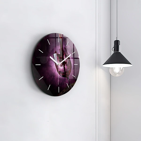 Wanduhr rund Weinglas