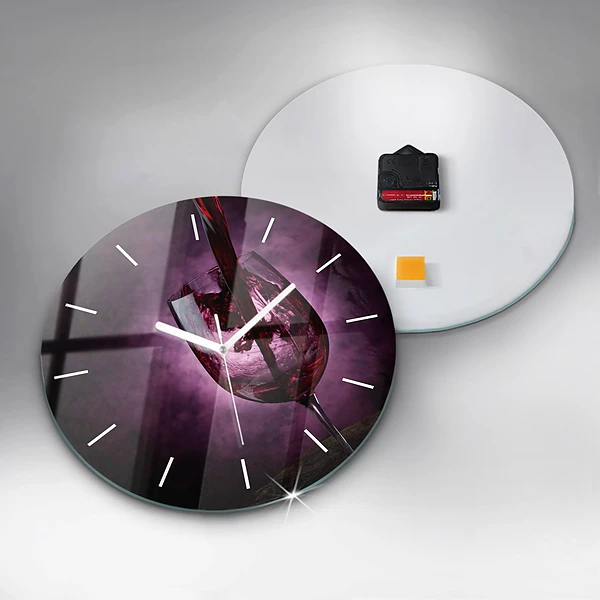Wanduhr rund Weinglas