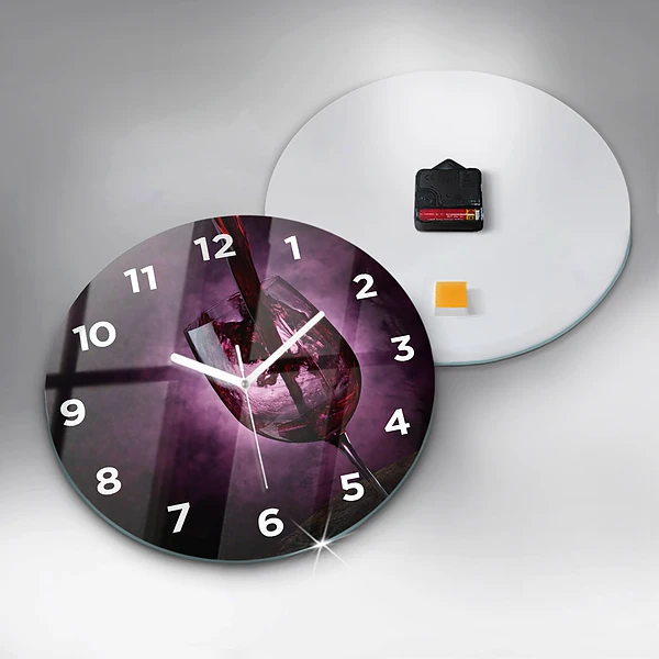 Wanduhr rund Weinglas