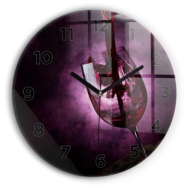 Wanduhr rund Weinglas
