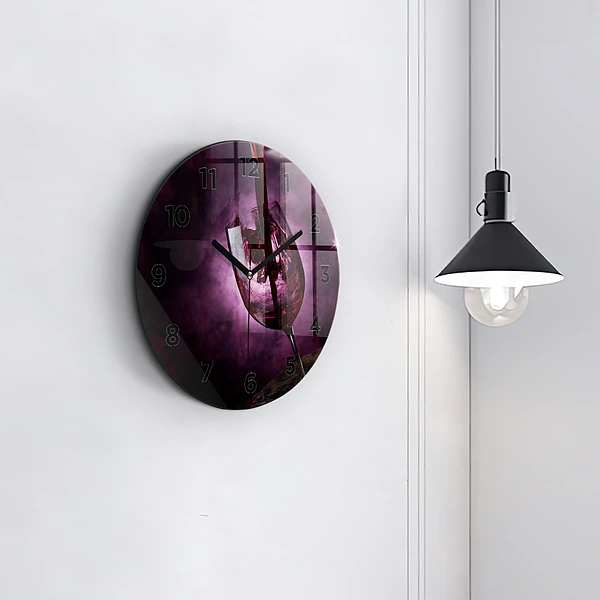 Wanduhr rund Weinglas