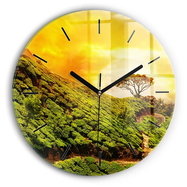 Wanduhr glas rund Tee-Hügel
