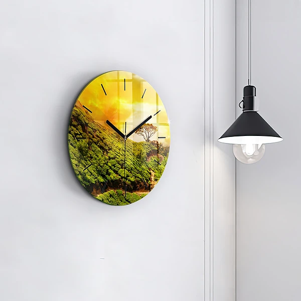 Wanduhr glas rund Tee-Hügel