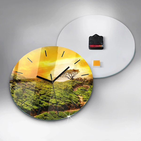 Wanduhr glas rund Tee-Hügel