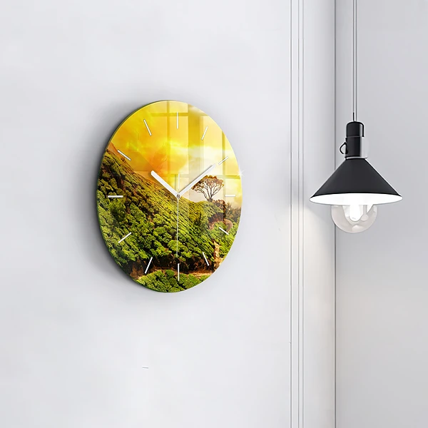 Wanduhr glas rund Tee-Hügel