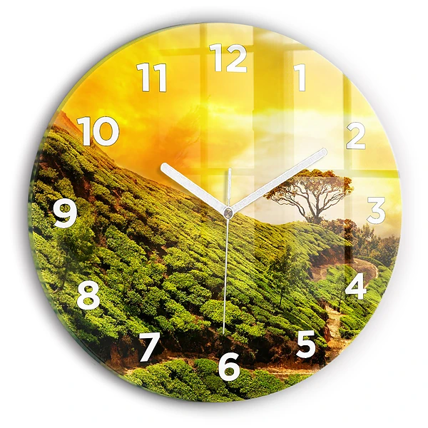 Wanduhr glas rund Tee-Hügel