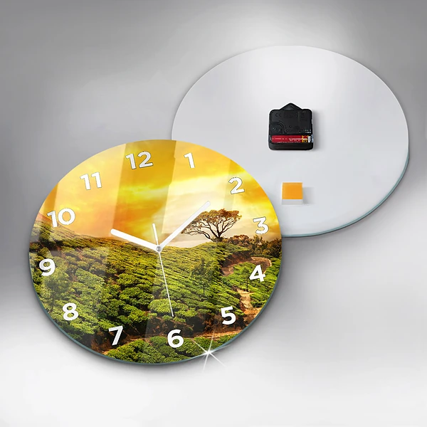 Wanduhr glas rund Tee-Hügel