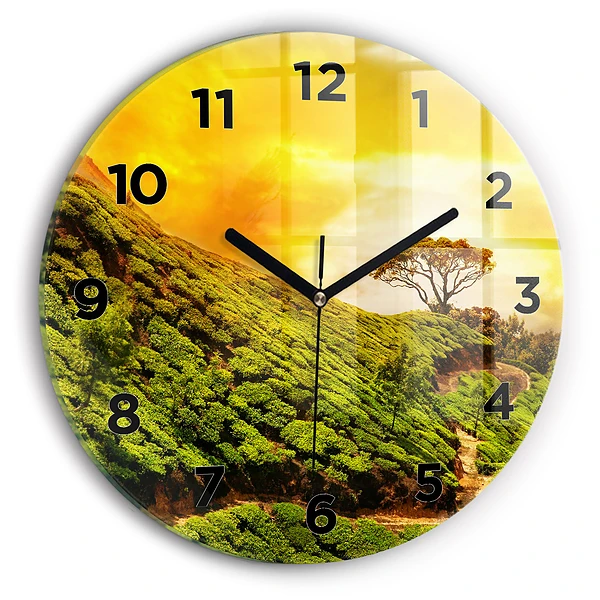 Wanduhr glas rund Tee-Hügel