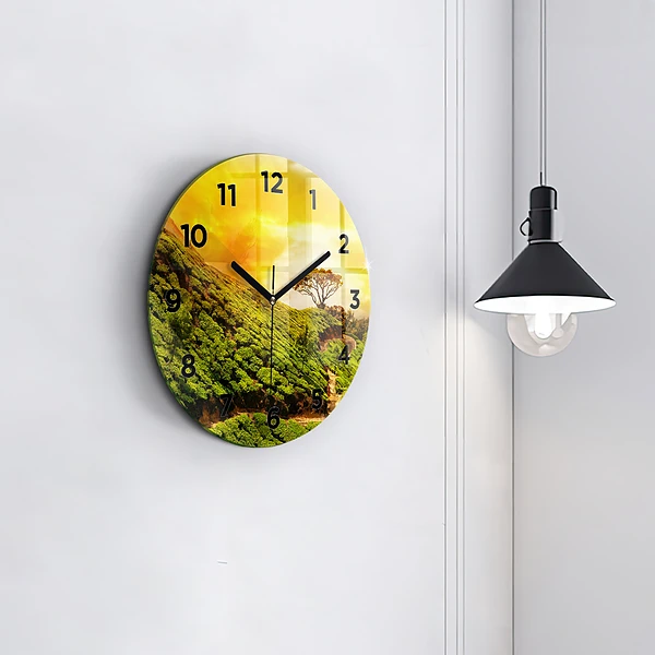 Wanduhr glas rund Tee-Hügel