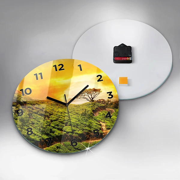 Wanduhr glas rund Tee-Hügel