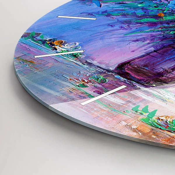 Wanduhr rund mit motiv Blumen in einer Vase
