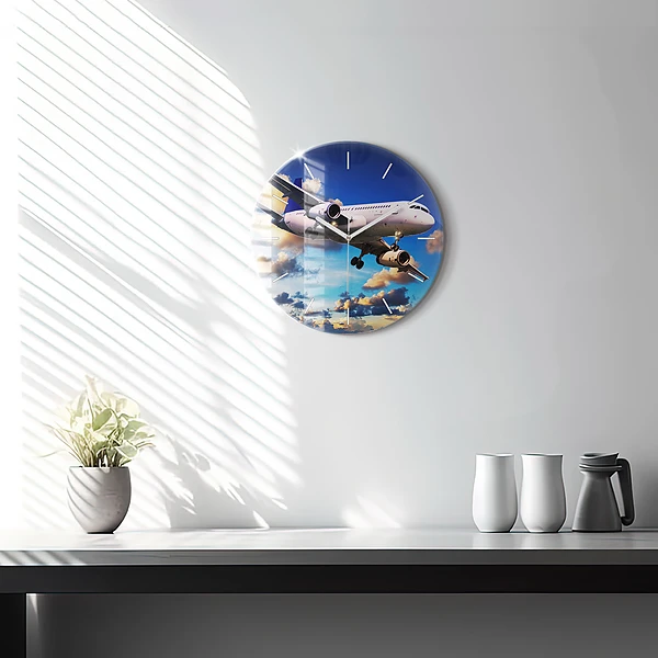 Wanduhr rund mit motiv Wolkenebene