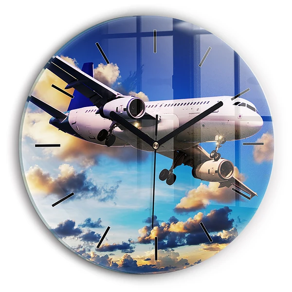 Wanduhr rund mit motiv Wolkenebene