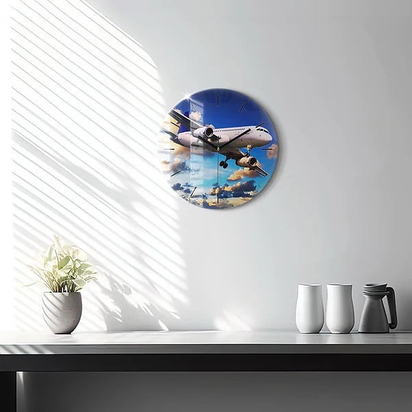 Wanduhr rund mit motiv Wolkenebene